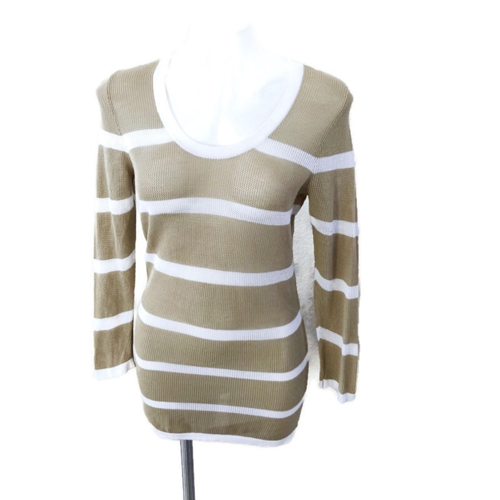 Tommy Bahama Cotton Knit Sweater Tan & White Small